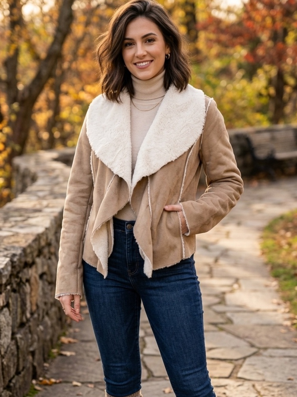 Jou Jou Faux Shearling Jacket Size medium